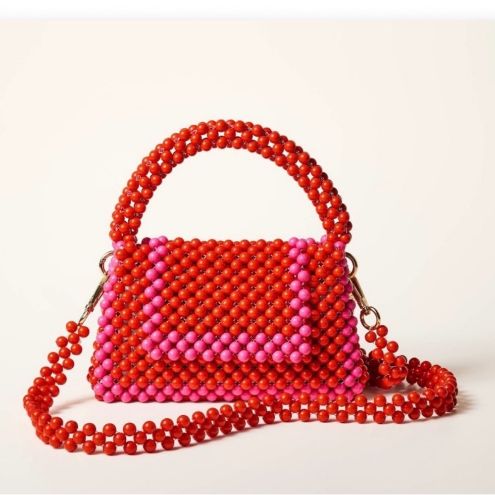 NWT Kate Spade x Target Beaded Top-Handle/Crossbody Bag in Red and Pink